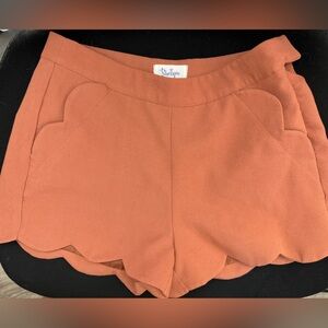 Rust Orange Scalloped Hem Shorts -Small women’s petite